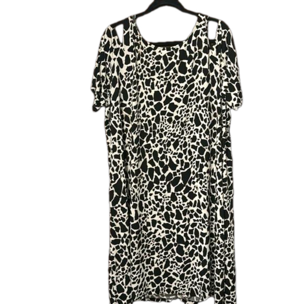 Kasper Cold Shoulder Black and White Dress Size 3X